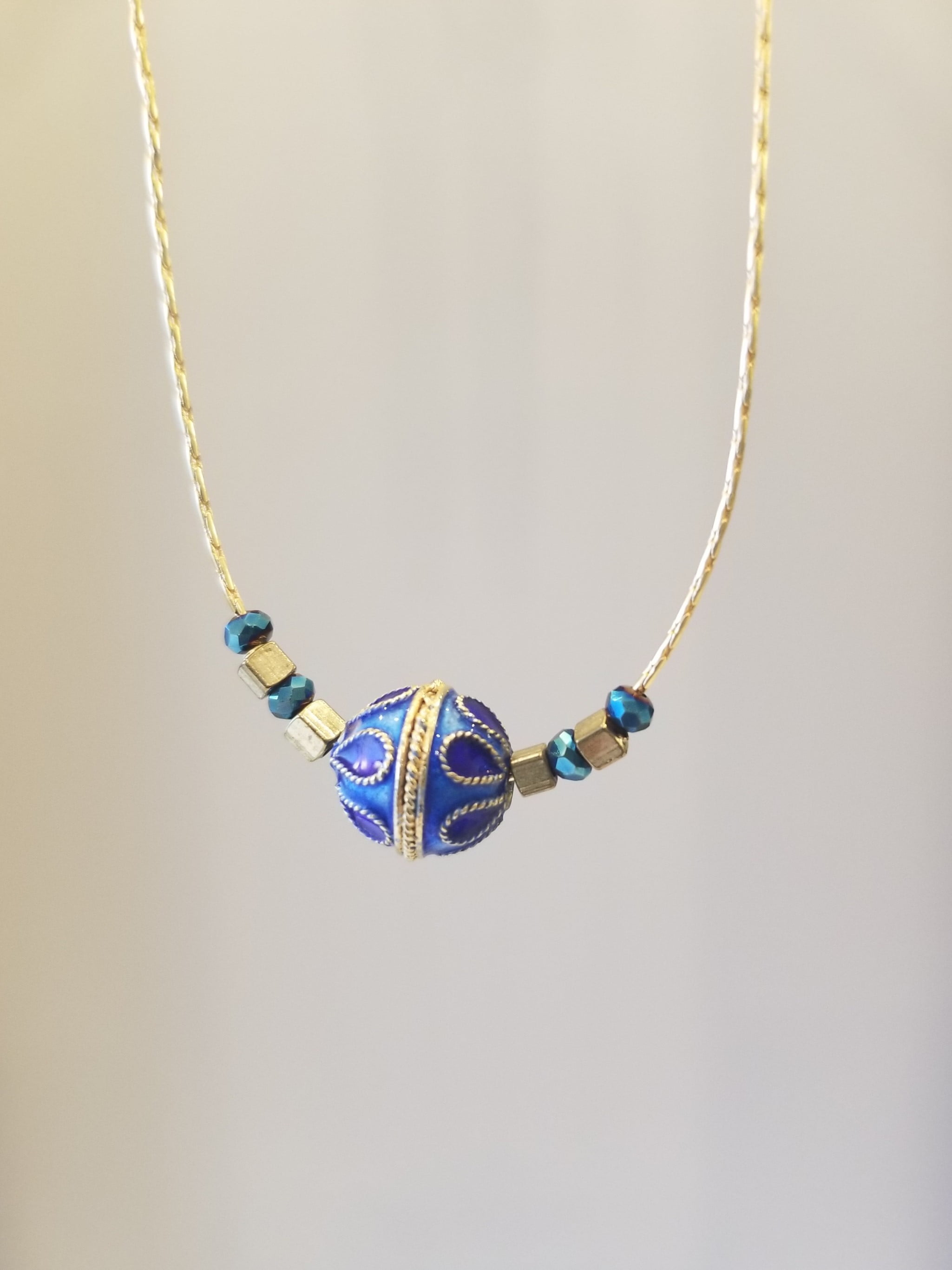Blue and Gold enamel pendant