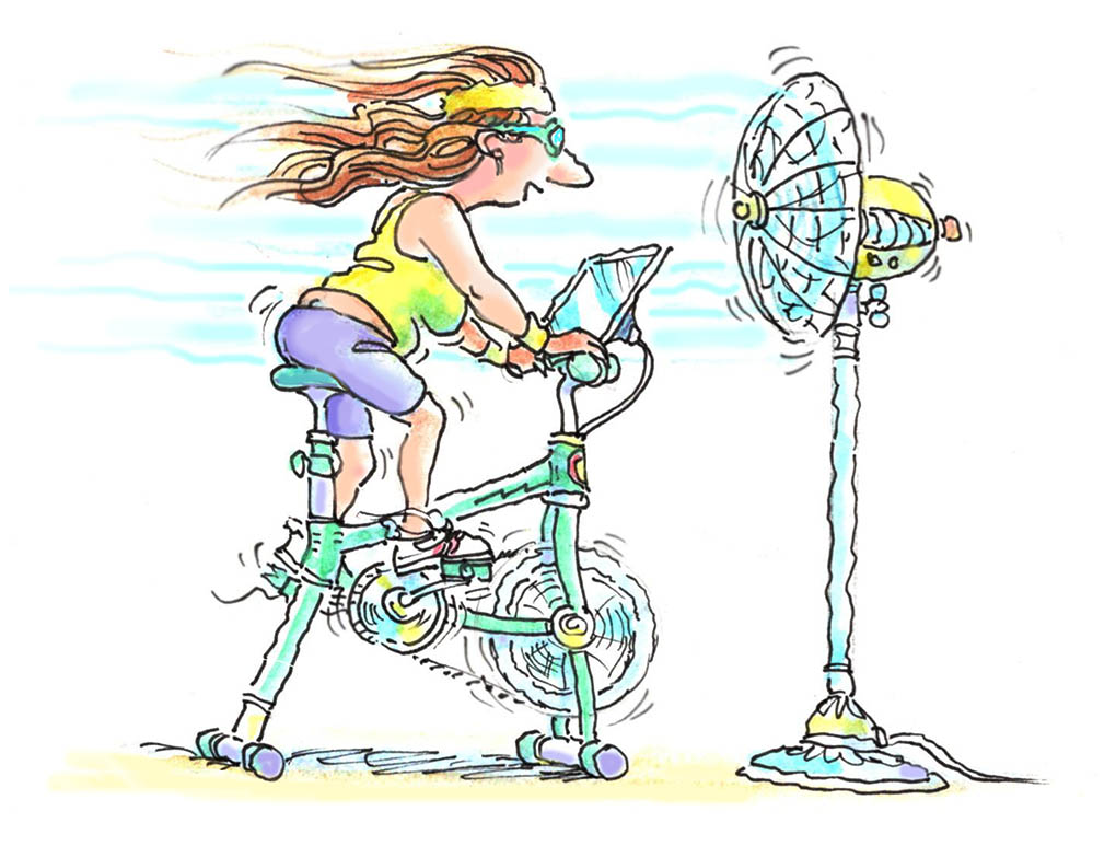 Woman on exercise bike