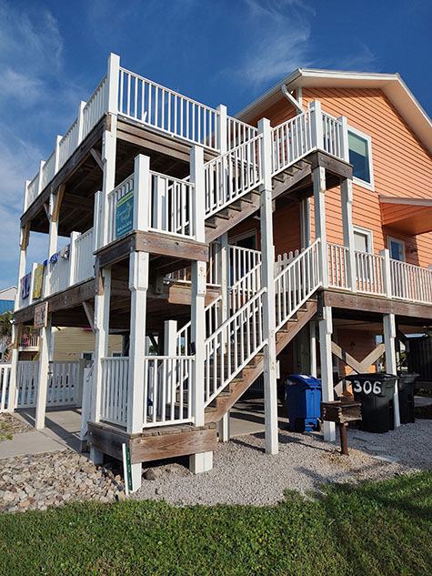 Flights of stairs at beach house  