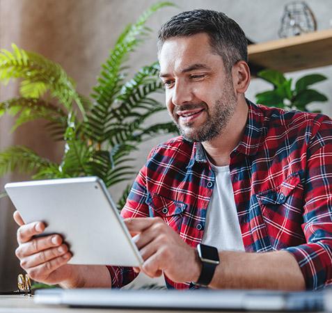 Man viewing tablet